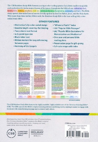 Holman CSB Rainbow Bible; 2022; Brown; Leather Touch; Indexed; 9.75 Font - Imagen 3 de 9