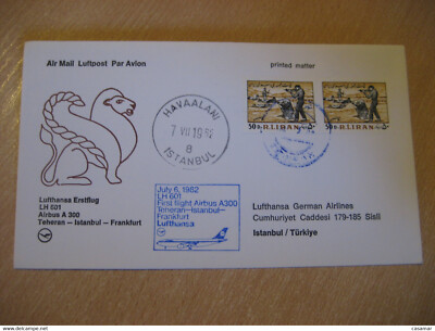 ISTANBUL TEHERAN Frankfurt 1982 LUFTHANSA Airline Airbus First Flight Blue Cance