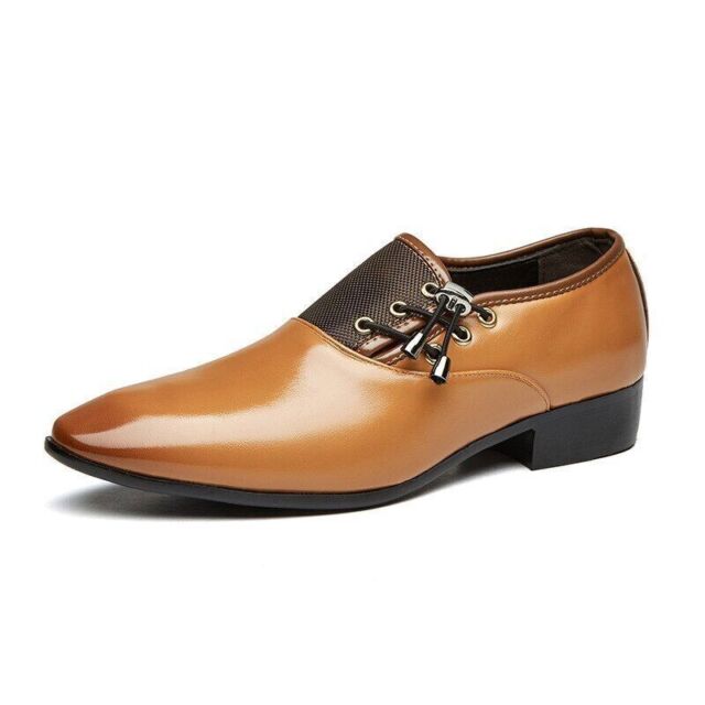 Fashion Men&#039;s Patent Leather Dress Shoes Slip on Flats Wedding Business Footwear
