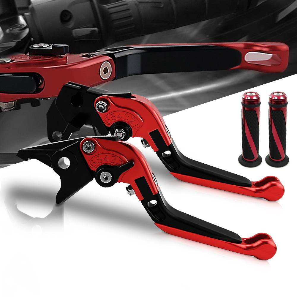 Kawasaki Ninja 650R ER6f ER6n 2006-2008 Red Clutch Brake Levers Grips-image