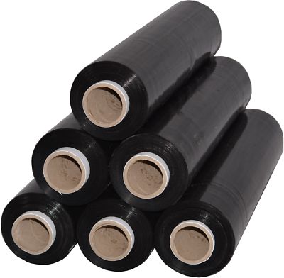 6 x Rollen Stretchfolie Palettenfolie 23 my 2,5 kg Schwarz