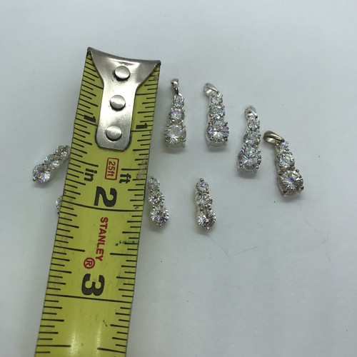 Vintage Lot Slider Pendants Rhinestones clear Crystals 10 pieces - Afbeelding 9 van 9