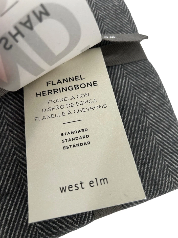 Nuevo con etiquetas West Elm Franela Orgánica Estándar Gris Espiga 1-Sham 26x20" Foto 4 de 4