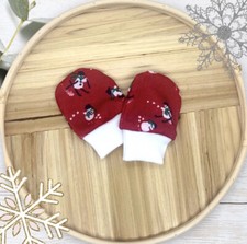 Snowman Red Newborn No Scratch Mitts 0-6 Months/ Frosty Baby Mittens / Baby Gift