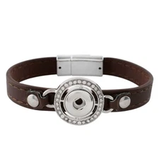 Mini Snap Jewelry Bracelet Designer Leather Magnetic Fit 12mm Petite Ginger 7.5"