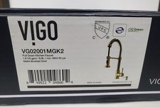 VIGO Pull Down Kitchen Faucet Single Handle w/ Soap Dispenser Matte Brushed Gold
