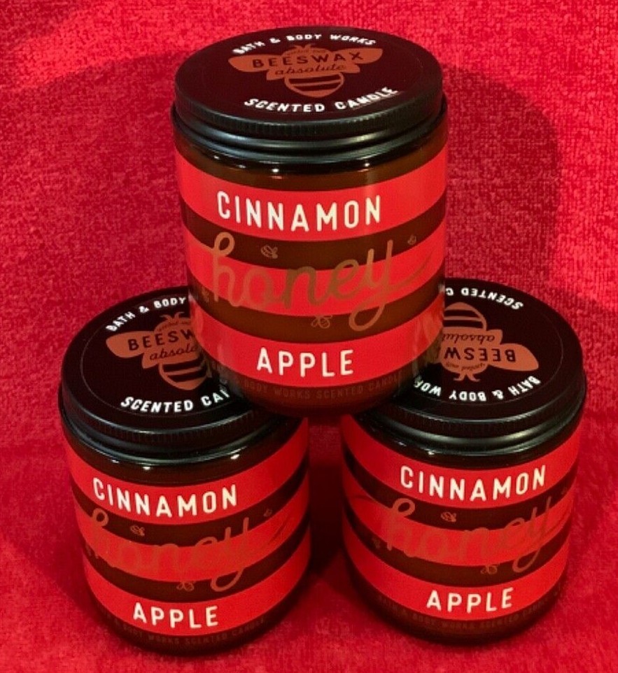 Bath & Body Works Cinnamon Honey Apple Single Wick Scented Candle Beeswax Rare