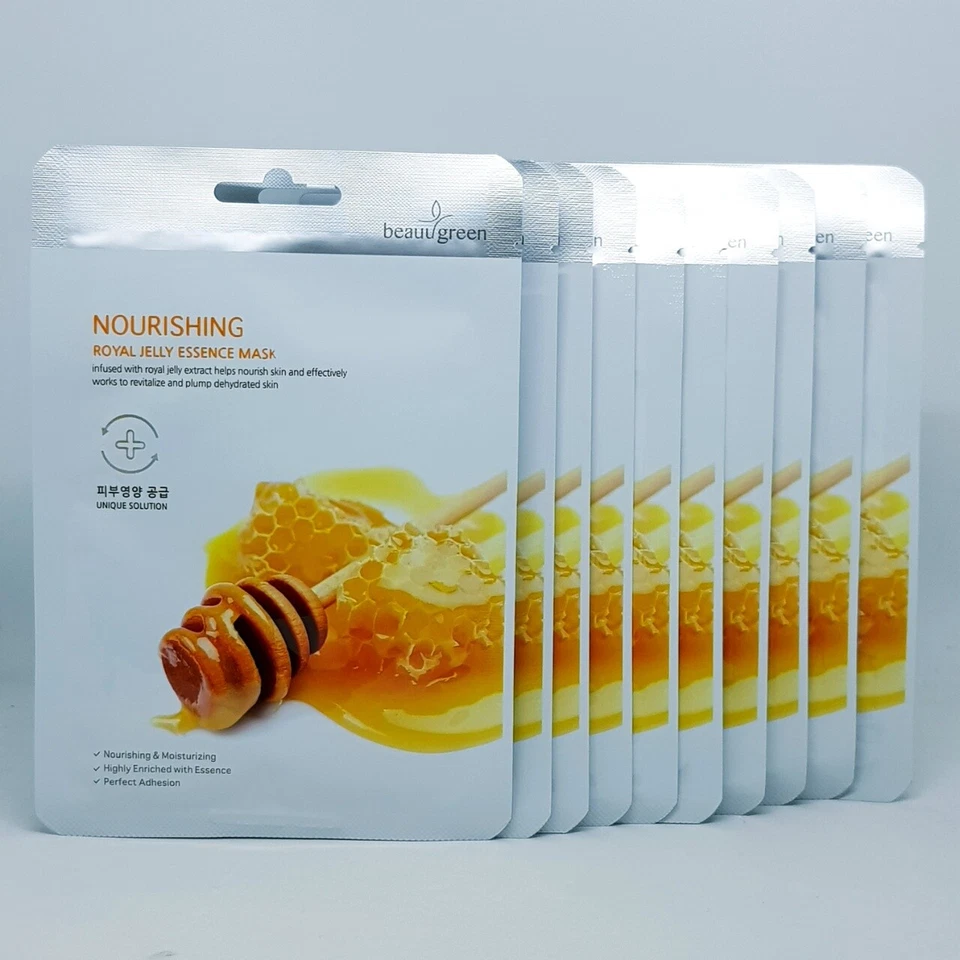 Beauugreen Nourishing Royal Jelly Essence Mask 23g x 10pcs Anti Aging K-Beauty - Image 3 of 4
