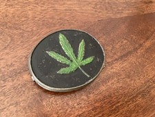 Cannabis Marijuana Leaf Belt Buckle 1.5  -1.75  Custom Handpainted Black Green