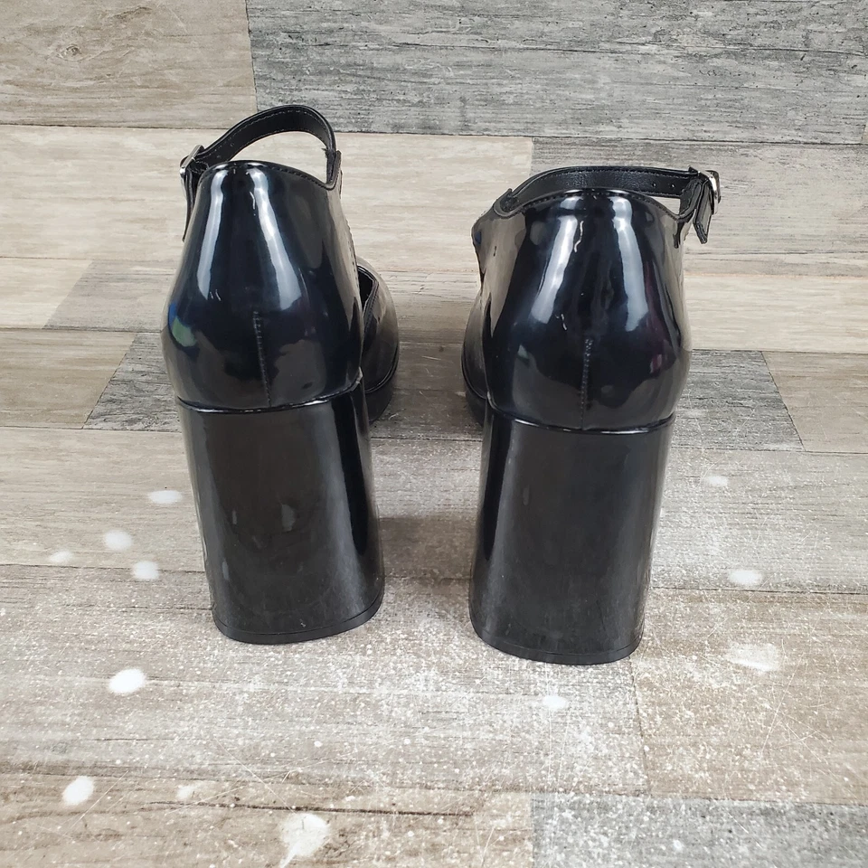 Madden Girl Oliverr Sandal Sz 8 M Black Patent Leather Ankle Strap High Heel - Image 3 of 4