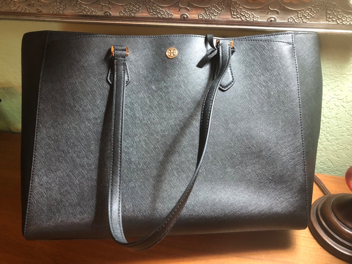 TORY BURCH Black OS ROBINSON TOTE Handbag 53063 0219 Black 001