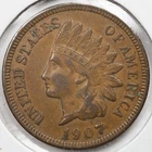 1907 Extremely Fine (XF) Indian Head Penny Cent