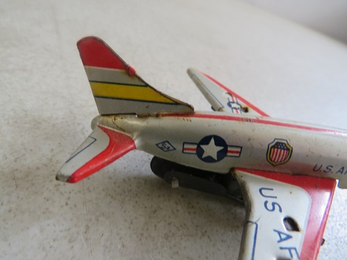 USAF AIR FORCE SILVER LITHO 4" TIN TOY MILITARY JET AIRPLANE S2 SAITO JAPAN A1 - Picture 5 of 5
