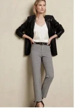 Banana Republic Black and White Houndstooth Sloan Dress Pants size 8 NWT office 