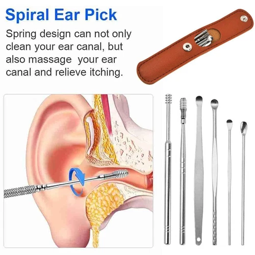 6PC Ear Cleaner Ear Wax Removal Remover Cleaning Tool Kit Spiral Tip Picker Tool - Picture 7 of 12