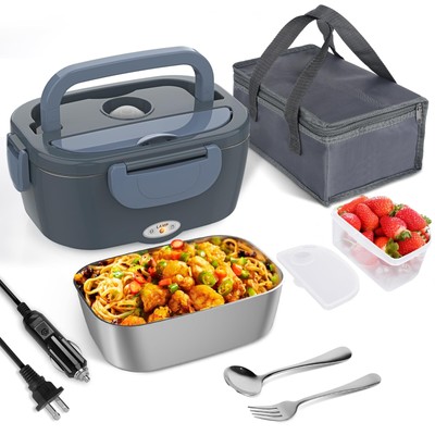 80w/1.5l Heated Lunch Box For Men Electric Lunch Box Food Heater For Adults 12v/