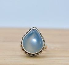 Blue Chalcedony Sterling Silver Handcrafted Ring Size 9-1/2