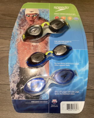 New 3-Pack SPEEDO Adult Swim GOGGLES Michael Phelps Set - Main Image