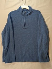 Van Heusen Flex Shirt Men's Large Blue Pullover Mock Neck 1/4 Zip Long Sleeve