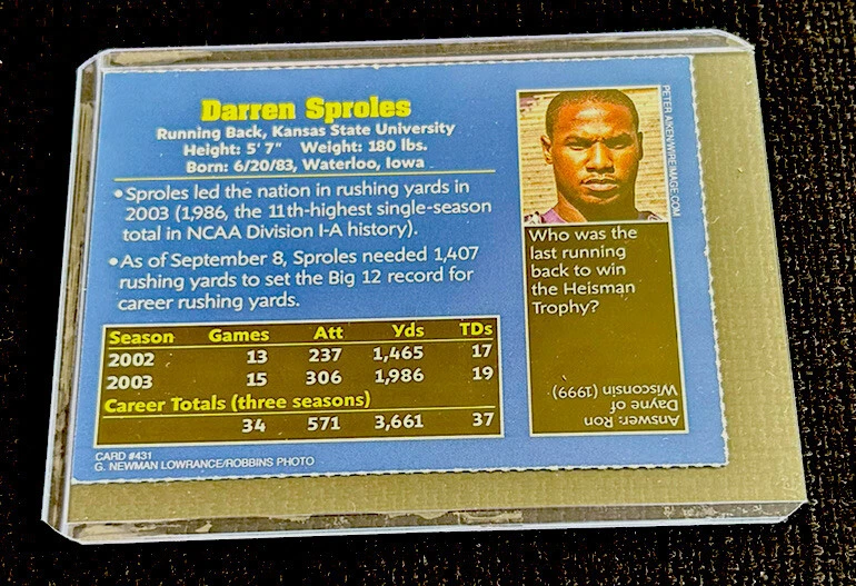 DARREN SPROLES ROOKIE SAINTS KANSAS ST 2004 Sports Illustrated for Kids SI NM+ - Image 2 of 2