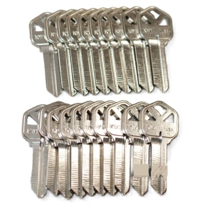 20 Ilco Kwikset KW1 Key Blanks, Nickel Plated