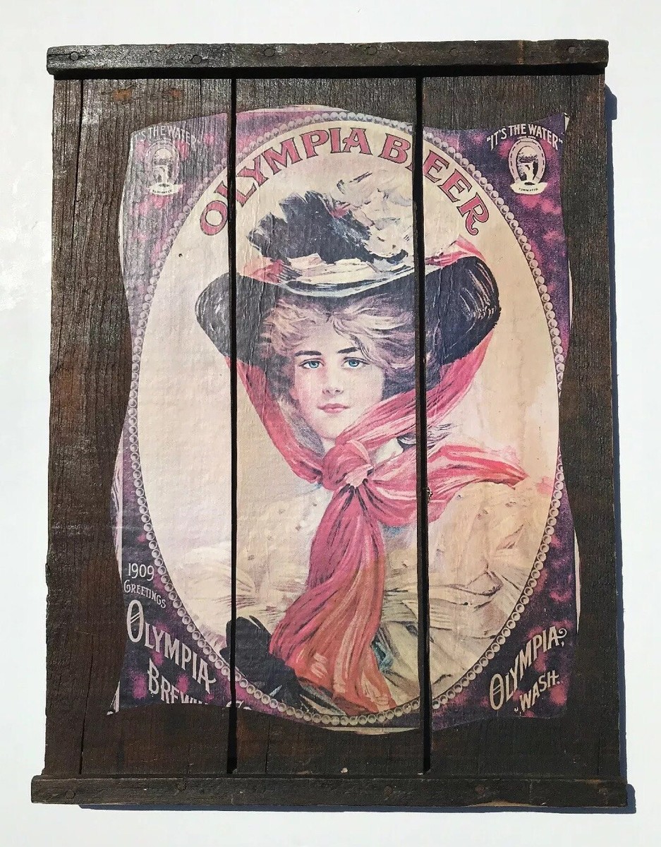 ヴィンテージ　オリンピアビール　木製看板　インテリア アンティーク イラスト雑貨 ヴィンテージ オリンピアビール 木製看板 インテリア アンティーク