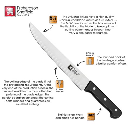 Richardson Sheffield Universal 10-Inch Butcher Knife with Notches - Picture 3 of 6