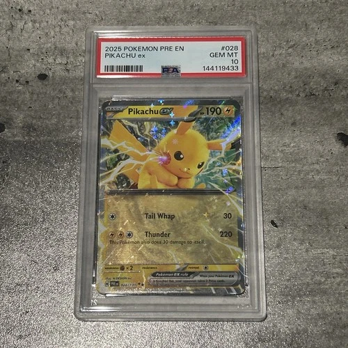 Pokemon TCG: Pikachu ex 028/131 Sv: Prismatic Evolutions Holo PSA 10