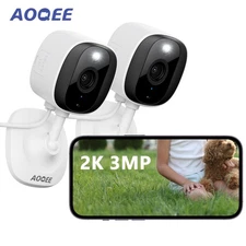 2PCS AOQEE Out/Indoor WiFi Security Camera Smart Home Waterproof Human Detection