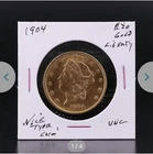 1904 $20 Gold Liberty Double Eagle Unc Beautiful Coin.