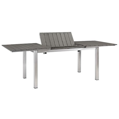 Modway Shore 7-Piece Extendable Aluminum Patio Dining Set in Silver and Gray - Picture 4 of 8