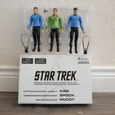 Art Asylum 2003 NOS Original Star Trek 7" Action Figures, Kirk / Spock / McCoy