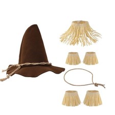 Classic Scarecrow Hat Straw Kit Adults Adjustable Soft Felt Realistic Detail