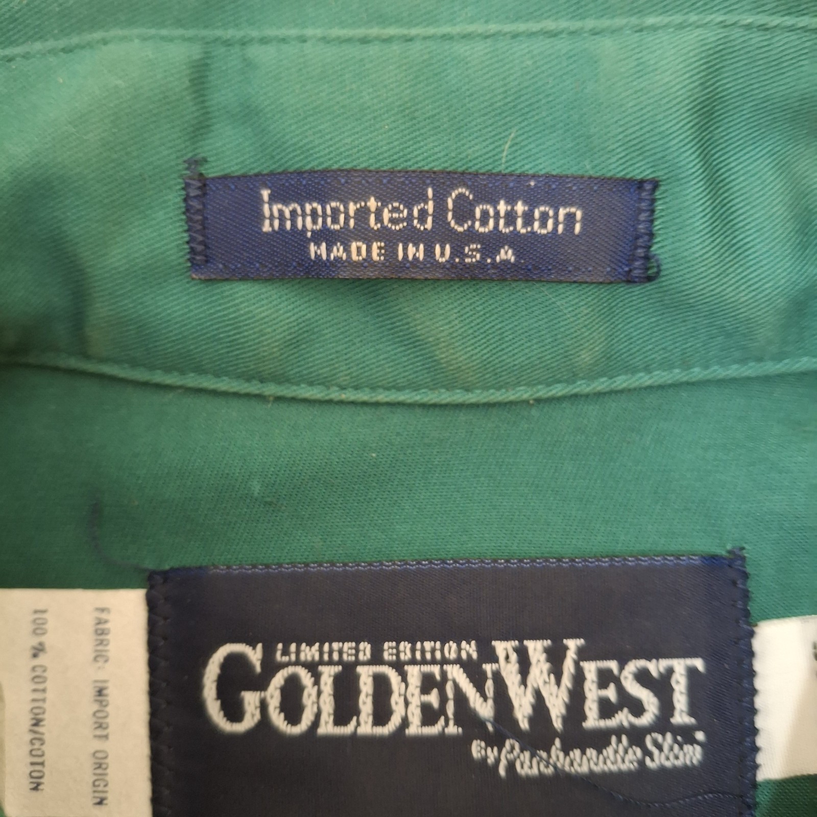 Vtg GoldenWest by Panhandle Slim Shirt Mens 17 x 35 Green Western Made In UsA