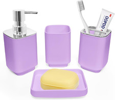 4 Piece Bathroom Accessory Sets, Light Purple Bathroom Accessories Sets Include