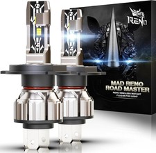 RENO H4 Bulb, H4 9003 Fog Bulbs 6500K White Fanless In Line HB2 9003 H4 Fog