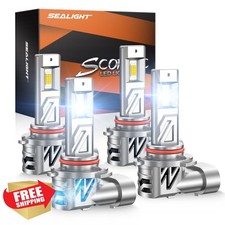 SEALIGHT 9005 9006 LED Bulbs Combo, HB3/HB4 6500K White, Pack of 4