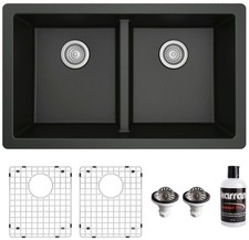 Karran USA QU-810-PK1 Quartz QU 32" Undermount Double Basin - Black