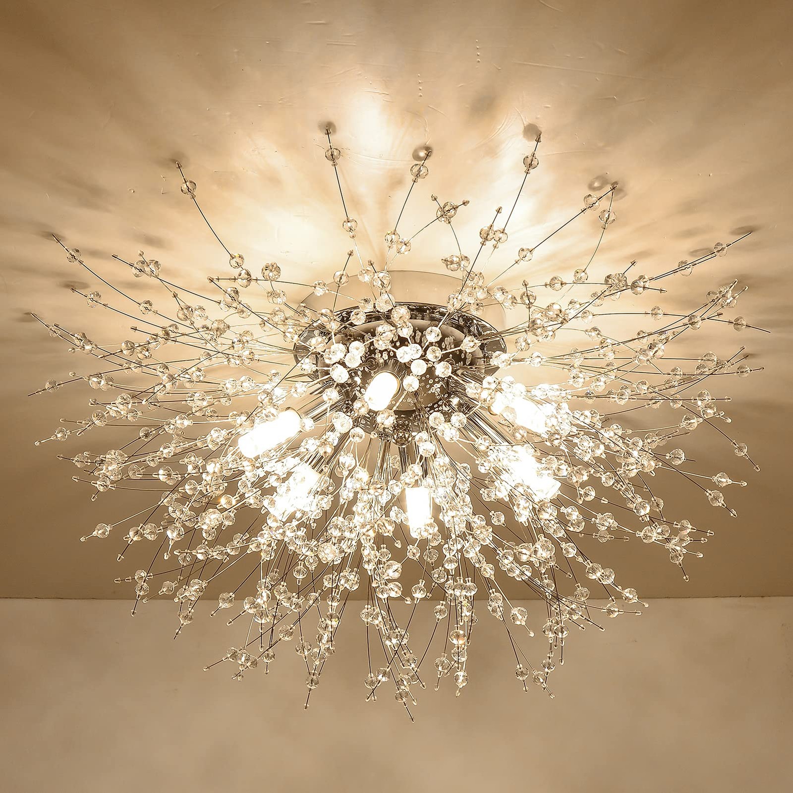 Lampadario Moderno Oro 6 Luci G9 Rayofly | Plafoniera in Cristallo