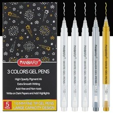Gold Silver White Gel Pens, 1mm Extra Fine Point White Pen for Art Multicolor