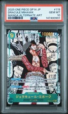 ONE PIECE JAPANESE OP14-THE AZURE SEA SEVEN 119 DRACULE MIHAWK MANGA ALT PSA 10