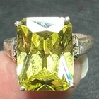 VTG Sz 8 1/2 Faceted Yellow Citrine 925 Triangle Hallmark Sterling Silver Ring