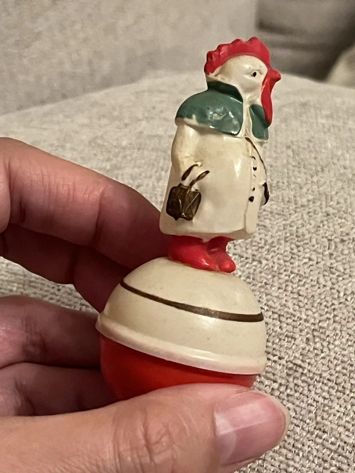 Raro Antiguo Celuloide Personaje 3.25 Pollito Pascua Roly Juguete Poli Principios de 1900 Foto 3 de 4