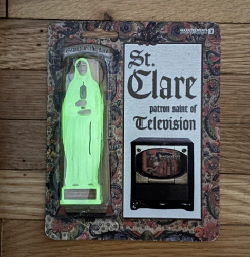 St. Clare Patron Saint of Television Glows in Dark Accoutrements 4" Vintage 1998