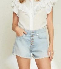 VERONICA BEARD Women size 25 High Rise Timmi Shorts Button Front Denim