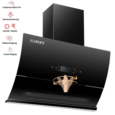 KB ELEMENTS Dunstabzugshaube 90 cm, 650 m³/h, Touch- und Gestensteuerung