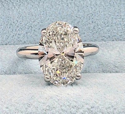 3.04 Ct D VS1 Oval Lab Grown Diamond Ring IGI Certified White Gold