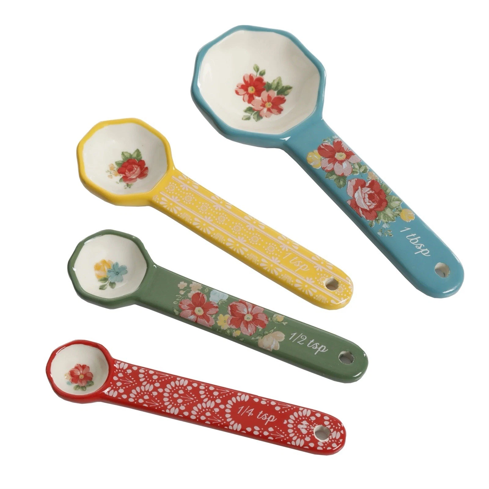 Pioneer Woman Set of Four (4) Stoneware Measuring Spoons FLORAL Pattern New
Opens in a new window or