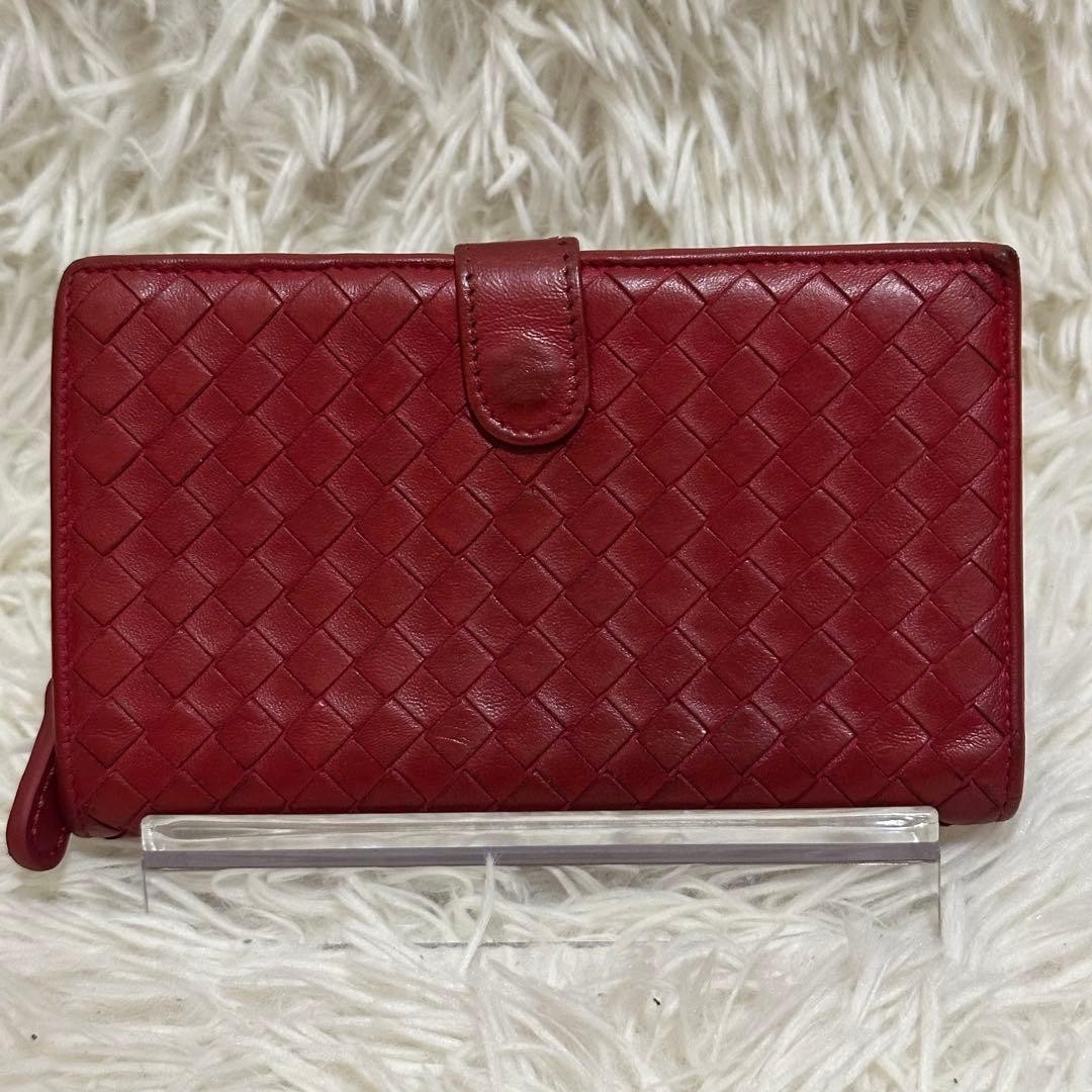 Bottega Veneta Intrecciato Leather Bifold Wallet Red Unisex Excellent Condition thumbnail 2