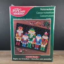 J  P Coats Latch Hook Kit 25075 "Nutcrackers" 40" x 27" Brand New Sealed